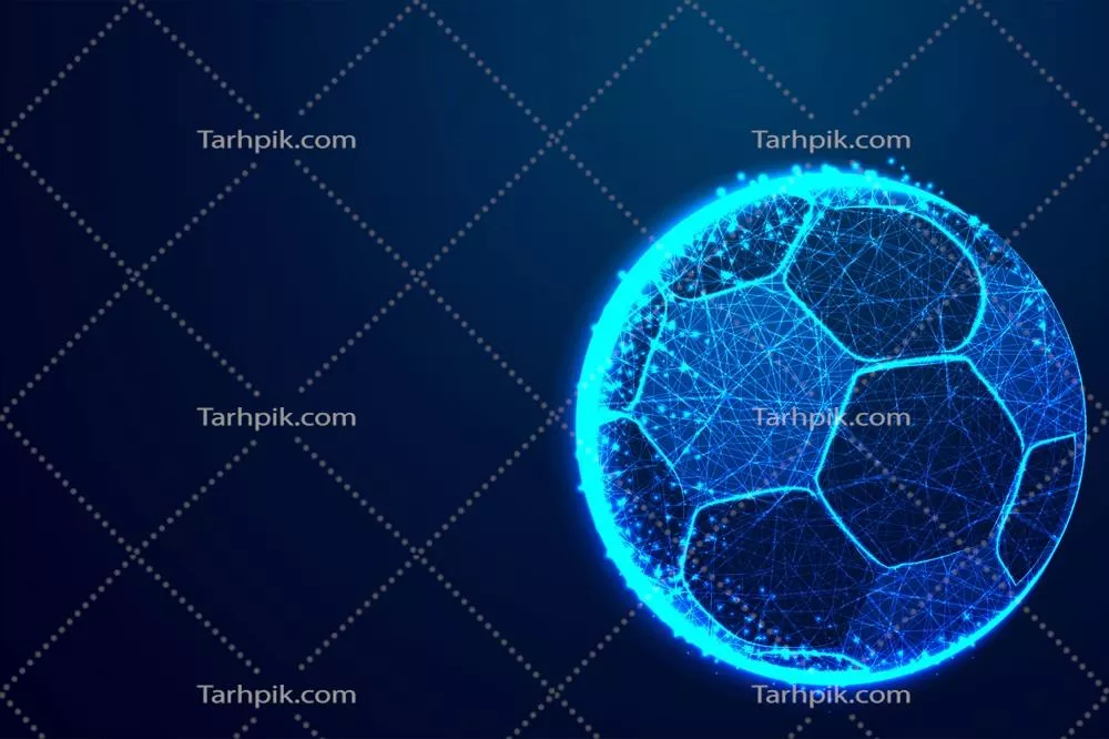 وکتور افکت نورانی و انتزاعی با طرح مثلث ها و نقاط در فوتبال آبی رنگ