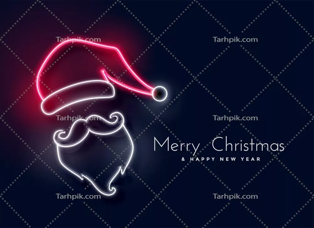 وکتور نورانی و درخشان سنتا کلاوس با طراحی نئون