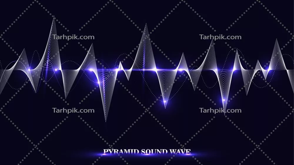 وکتور هرم درخشان با امواج صوتی و خطوط فرکانسی نقطهای خلق لحظات خاص