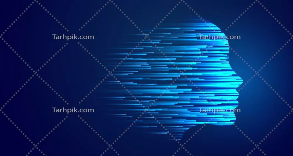 هنر وکتور چهره آبی با فناوری درخشان و هوش مصنوعی