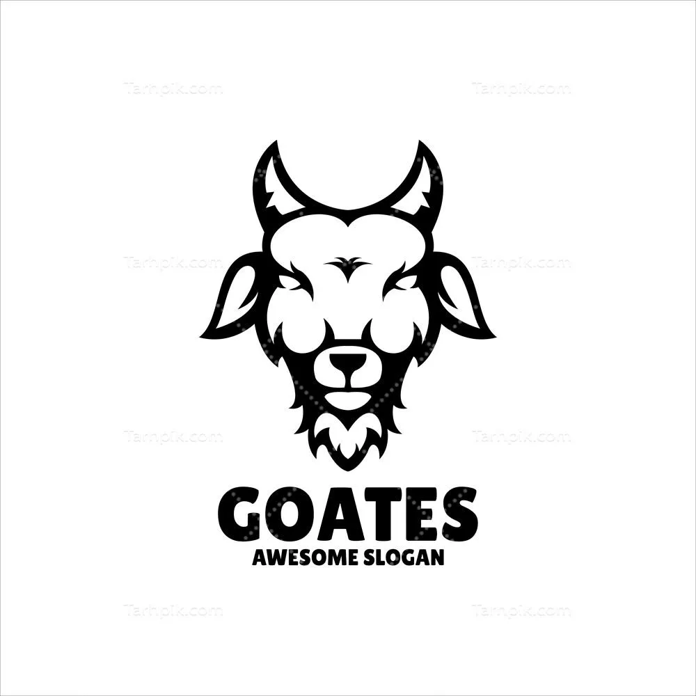 وکتور طراحی لوگوی ساده و دورنگ از شخصیت میش به عنوان نماد با کیفیت بالا