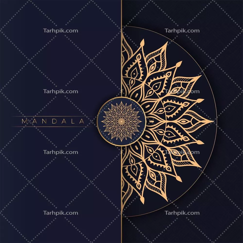 وکتور پسزمینه زیبا و لوکس با طرح ماندا برنگ طلایی و آبی