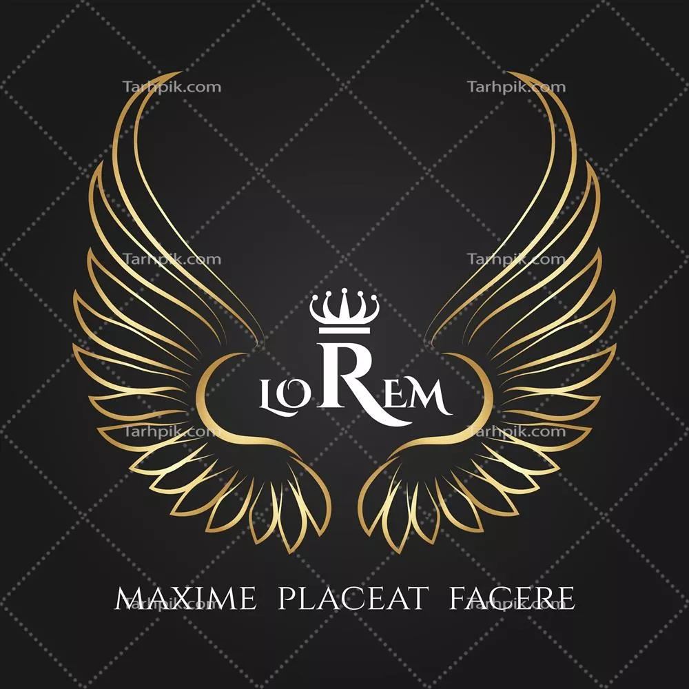 وکتور لوگوی بال پرنده طلایی با الهام از بال های فرشته و تاج برای کسب و کار
