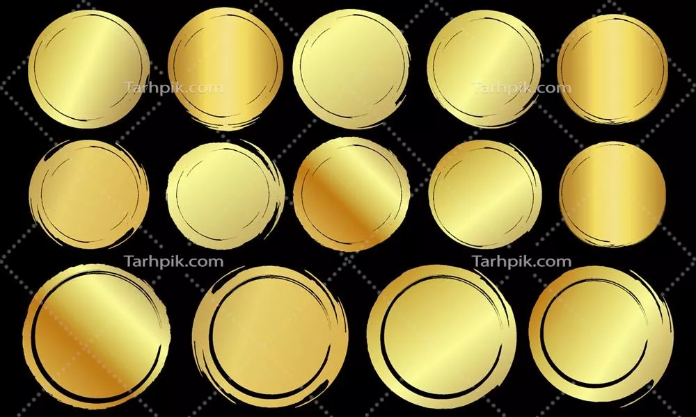 وکتور مجموعه عناصر دایرهای طلایی: کلکسیونی از زیورآلات و طراحیهای شگفتانگیز