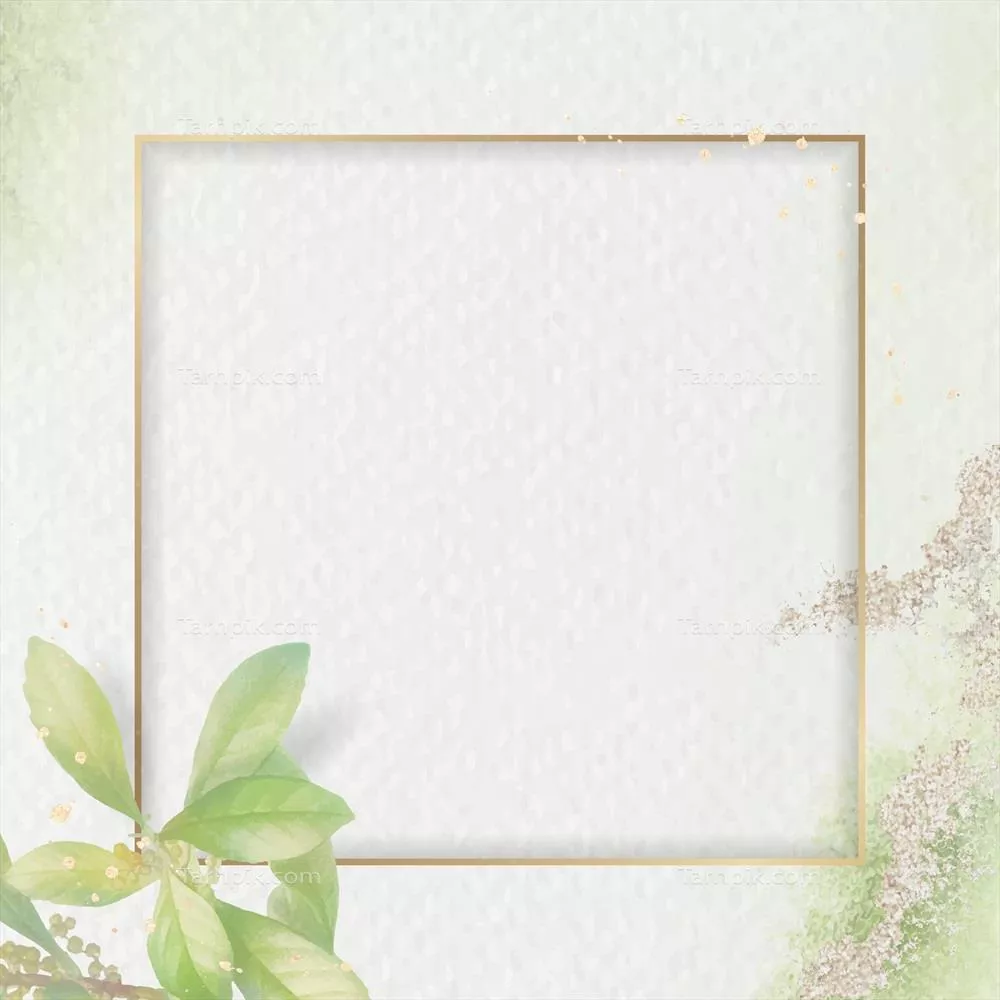 قالب پسزمینه وکتوری با قاب طلا و شاخ و برگ زیبا