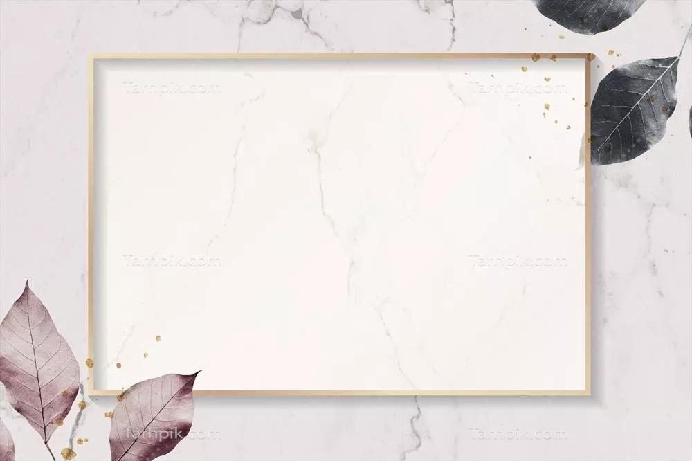 قاب طلایی با الگوی برگ و پسزمینه بافت مرمری - وکتور زیبا