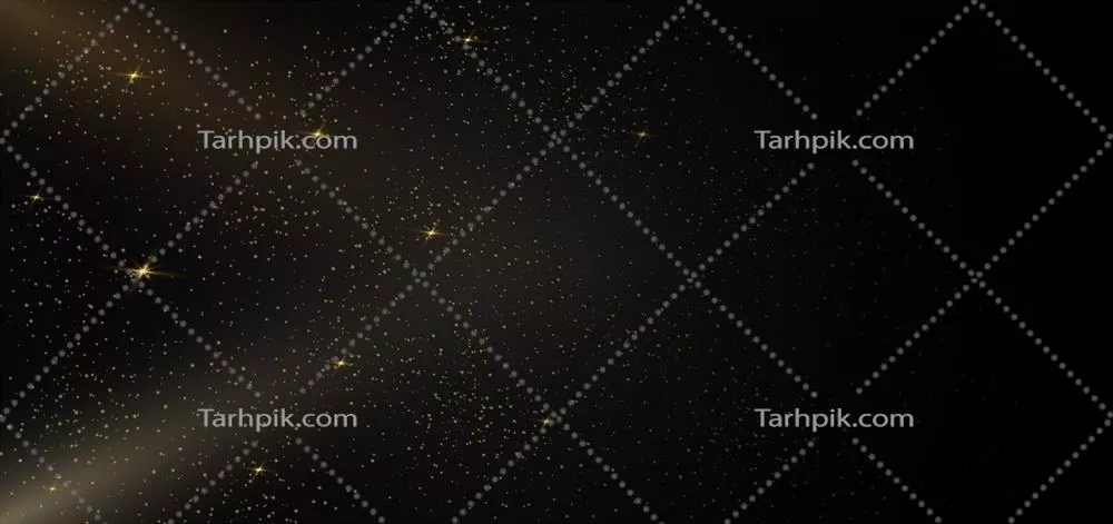 وکتور درخشش ذرات طلایی بر روی زمینه مشکی – گرد و غبار ستاره‌ای و ذرات درخشان