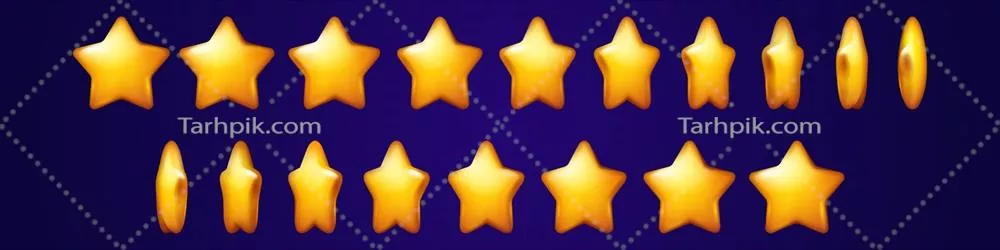 وکتور انیمیشن سه بعدی اسپریت شیت ستاره طلایی برای طراحی گرافیکی