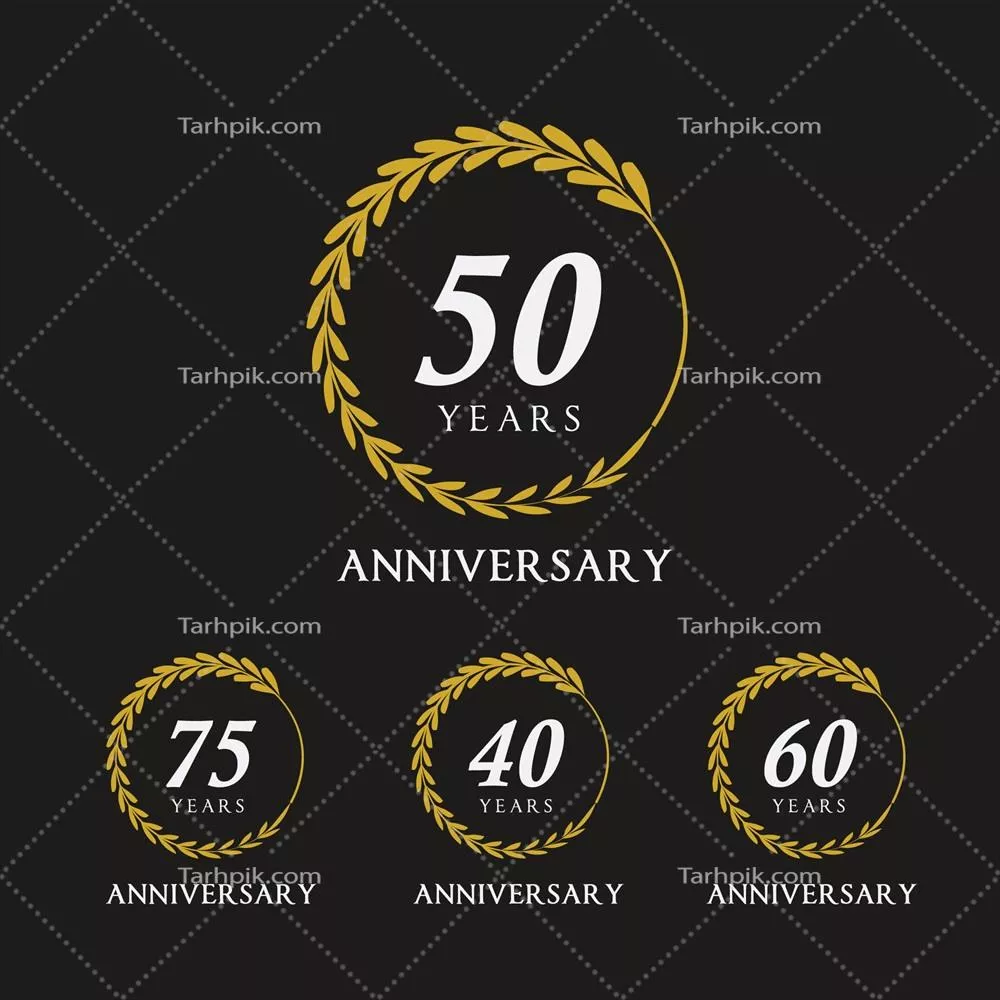 نمادهای سالگرد طلایی - طراحی وکتور برای جشنهای ویژه