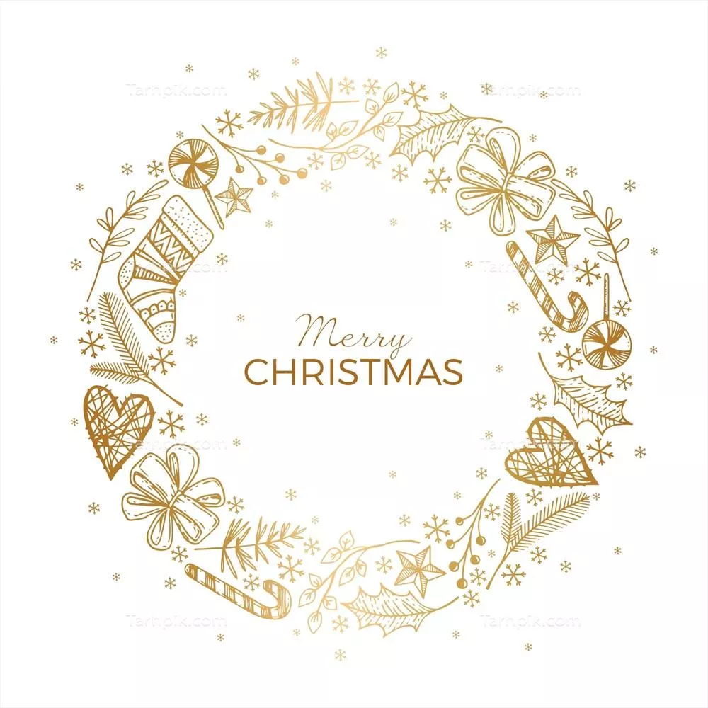 وکتور تاج کریسمس طلایی واسیلی با طرحهای زیبا و خلاقانه