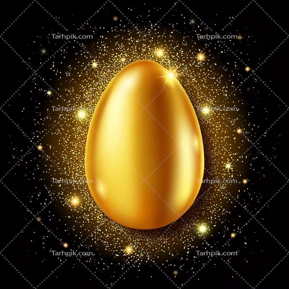 وکتور کارت تبریک عید پاک با تخم مرغ طلایی و طراحی واقعی