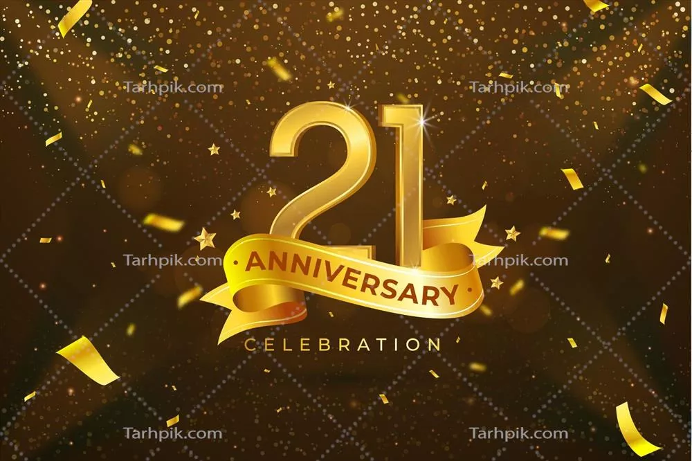 پس زمینه وکتور با عناصر طلایی برای جشن بیست و یک سالگی