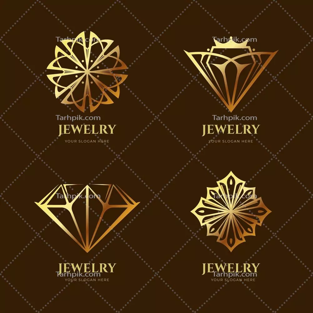 وکتور مجموعه لوگو جواهرات با طراحی گرادیان طلایی با کیفیت بالا