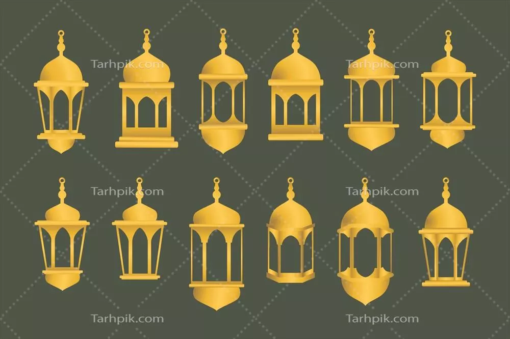 وکتور جا چراغی اسلامی طلایی ویژه ماه رمضان و عید مبارک
