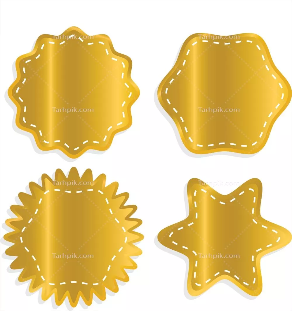 وکتور استیکرهای با برچسب طلایی: زیباترین انتخاب برای تزئین و علامت‌گذاری