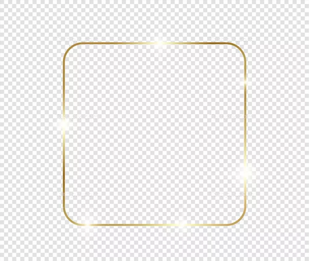 وکتور قاب طلایی لوکس و وینتج با درخشش و سایه‌های واقعی در پس‌زمینه شفاف