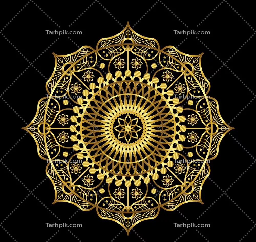 پسزمینه وکتوری مندلای طلایی با طراحی دیجیتال پیچیده و جذاب