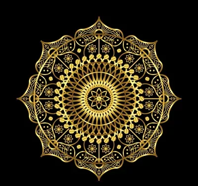 پسزمینه وکتوری مندلای طلایی با طراحی دیجیتال پیچیده و جذاب