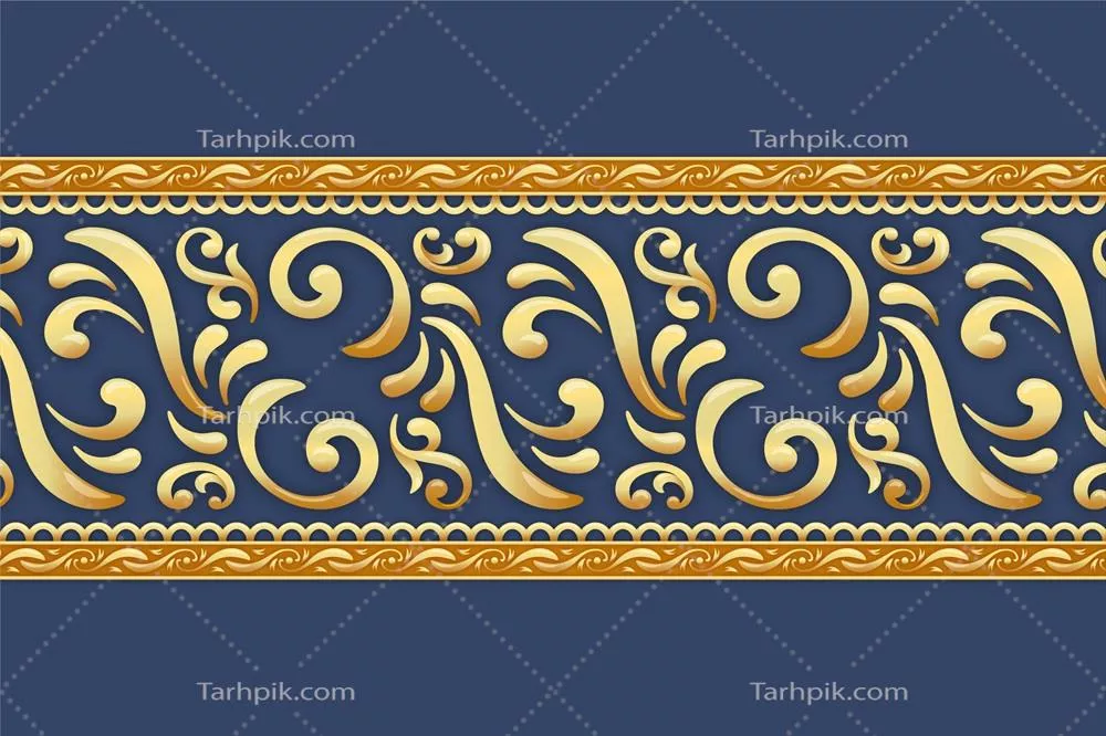 حاشیه تزئینی طلایی با پس زمینه آبی - الگوی وکتور خیره کننده