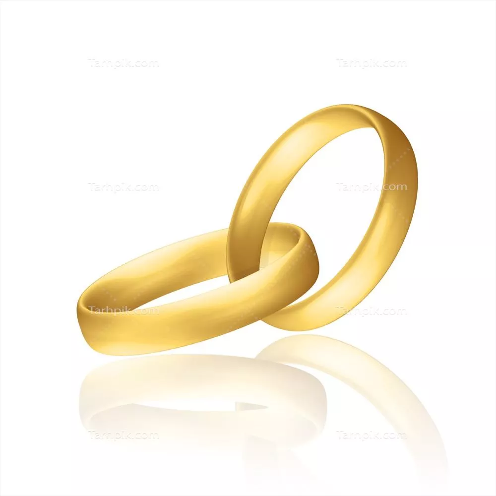 وکتور حلول سالگرد ازدواج با حلقه های ازدواج طلایی و واقع گرایانه با انعکاس زیبا