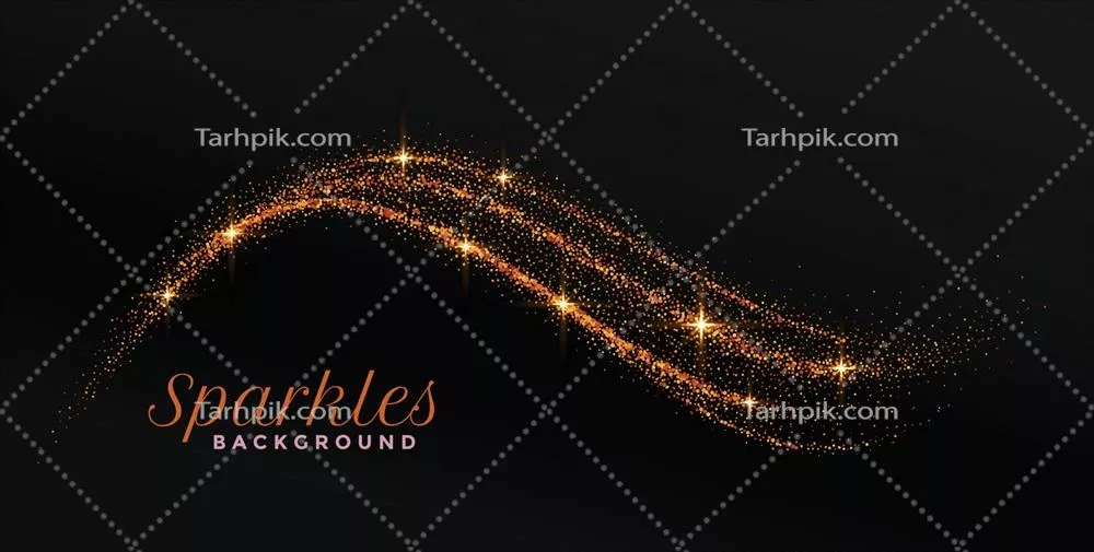 وکتور طراحی پسزمینه با موجها و جرقههای طلایی درخشان و شیک