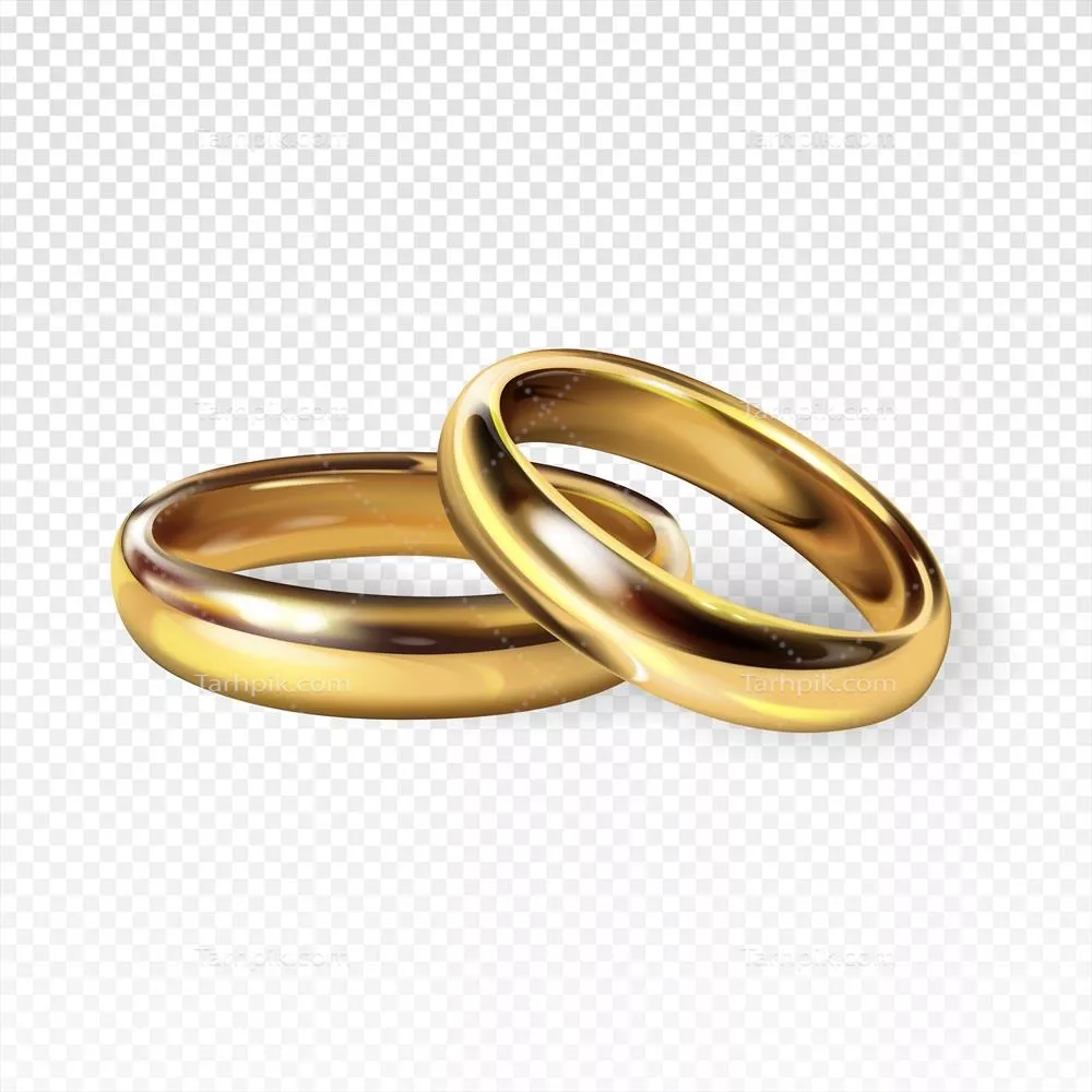 تصویری واقع‌گرایانه از حلقه‌های ازدواج طلایی سه‌بعدی برای طراحی‌های وکتور