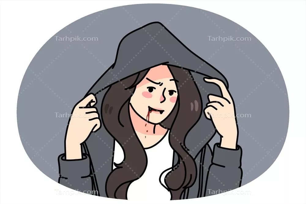 وکتور زن گوتیک با لباس ترسناک و آرایش عجیب و غریب در دنیای شب