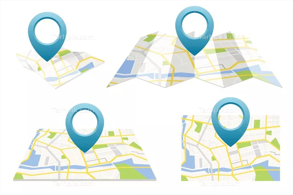 وکتور مجموعه نقشههای جیپیاس با پین: مجموعهای از تصاویر برداری