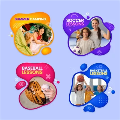 مجموعه علائم فعالیت‌های فوق برنامه با گرادیانت و طراحی وکتور