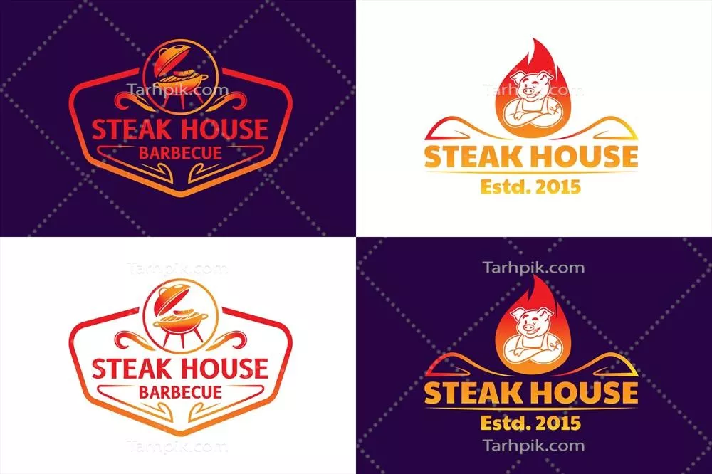 وکتور قالب لوگو باربیکیو به سبک گرادینت برای طراحی جذاب و منحصر به فرد