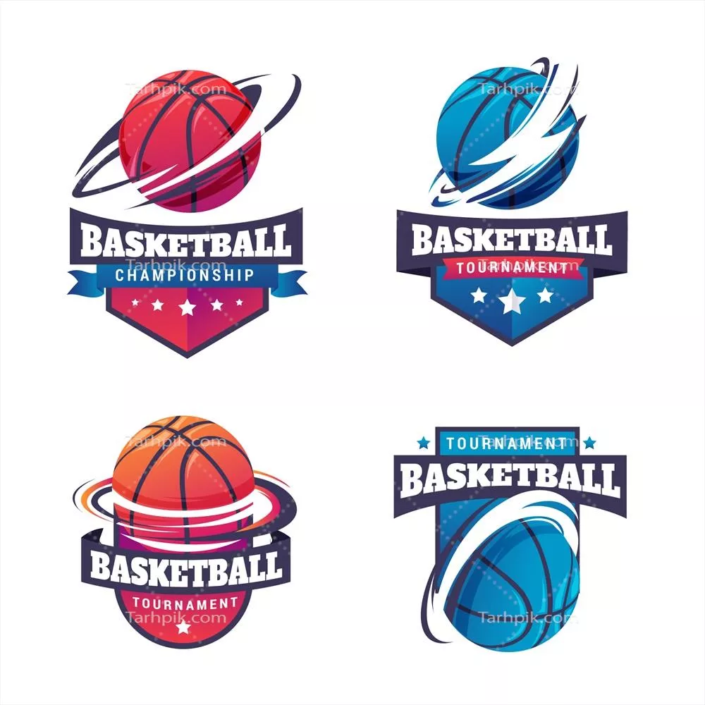 قالب وکتور لوگوی بسکتبال با گرادیانت برای طراحیهای خلاقانه