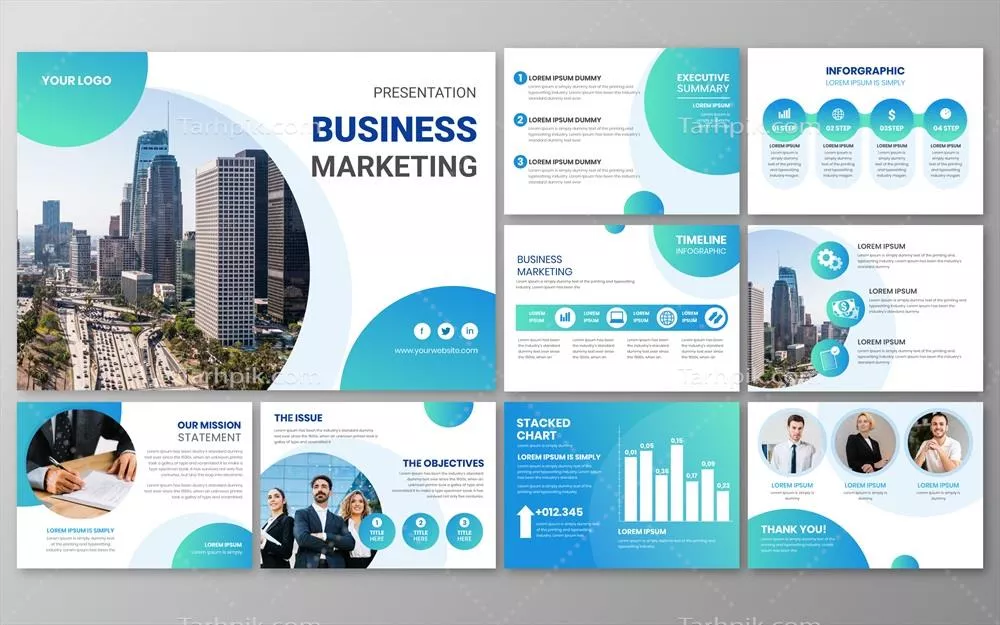 قالب های ارائه کسب و کار با گرادیان در فرمت وکتور برای طراحی حرفه ای