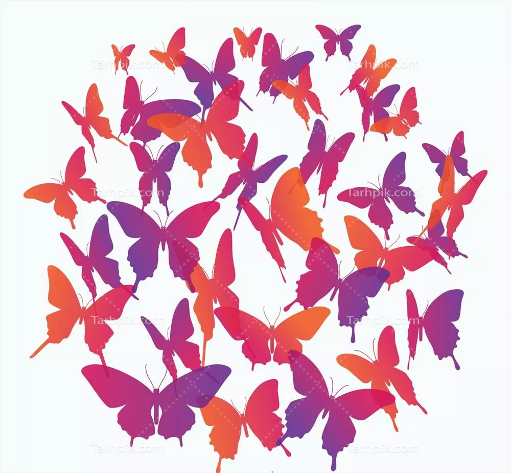 وکتور طرح پشتیبانی با سیلوئت پروانهای کم رنگ بر گرانش رنگی