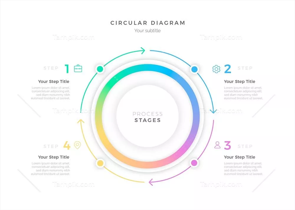 اینفوگرافیک نمودار دایرهای با گرادیان و وکتورهای خاص