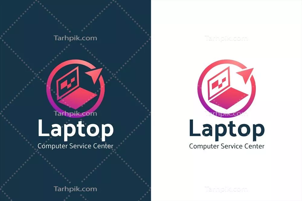طرح لایه‌ای لوگوی کامپیوتر با گرادیانت به صورت وکتور