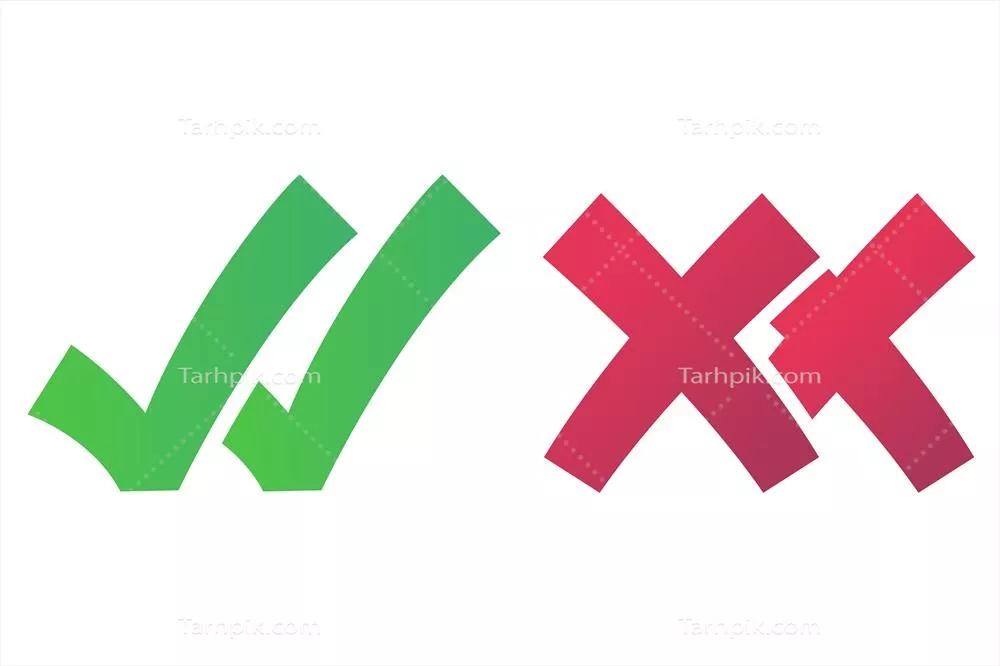 وکتور علامت چک دوبل و علامت ضربدر با گرادینت زیبا