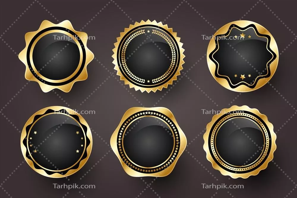 مجموعه برچسب های لوکس با گرادیانت طلایی - طراحی و متن وکتور