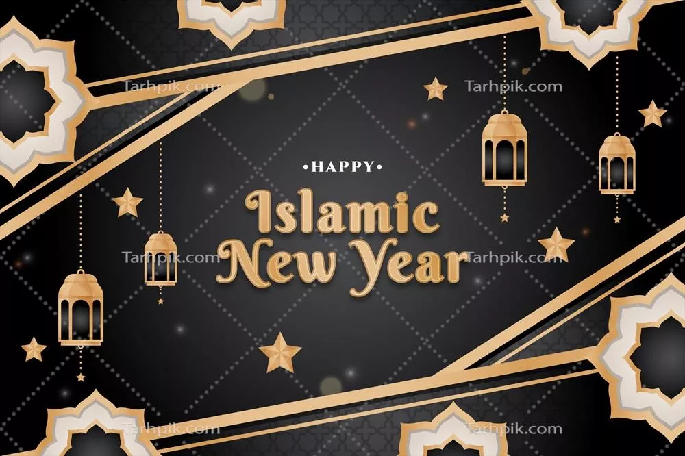 طراحی وکتور پسزمینه تاریک با گرادیانت برای سال نو اسلامی