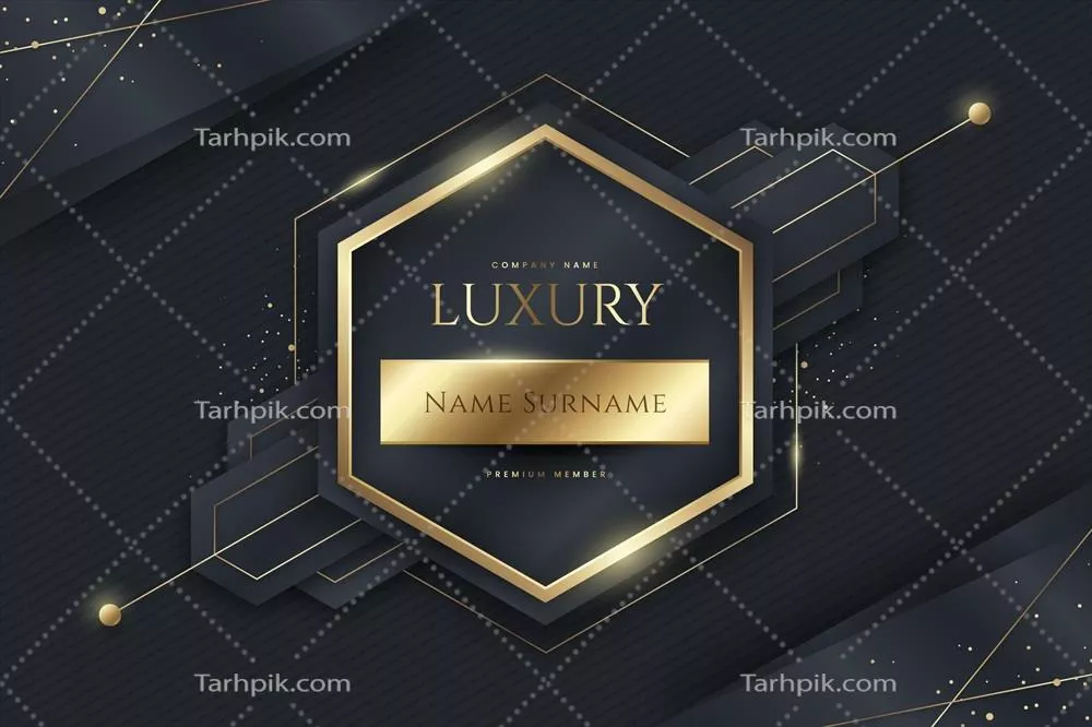 وکتور قاب طلایی لوکس با گرادیانت ششضلعی برای طراحی گرافیکی