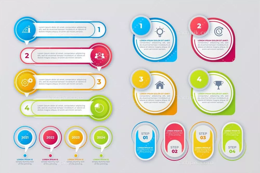 مجموعه نمودارهای گرادینت وکتور برای طراحی اینفوگرافیک