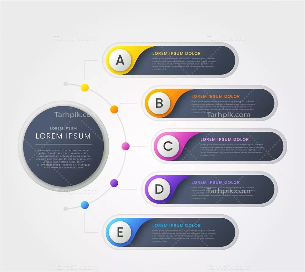 وکتور تصویر ویژه اینفوگرافیک گامهای رنگی با گرادیانت زیبا
