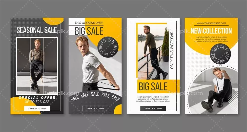 وکتور مجموعه برداری قصههای فروش گرادیانت اینستاگرام با طراحی زیبا و جذاب