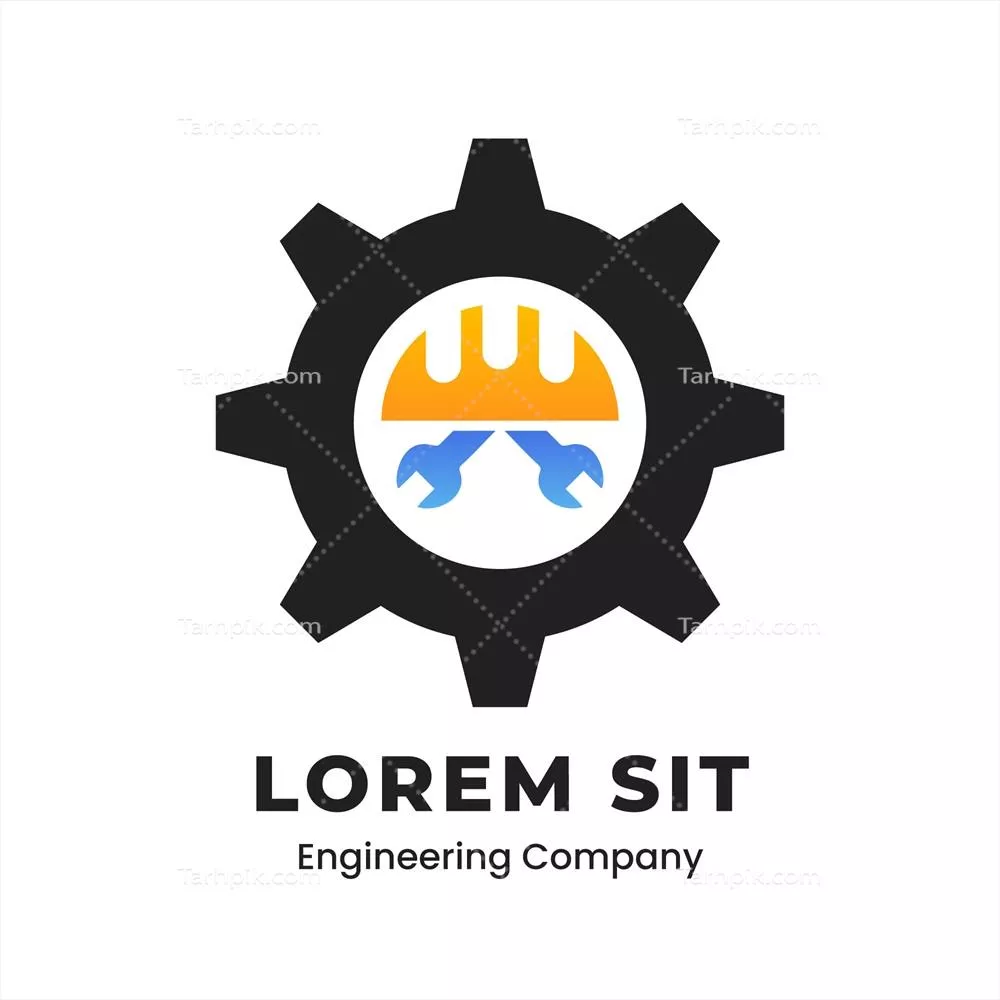 وکتور الگوی لوگوی مهندسی مکانیک با طراحی گرادیان برای پروژههای حرفهای