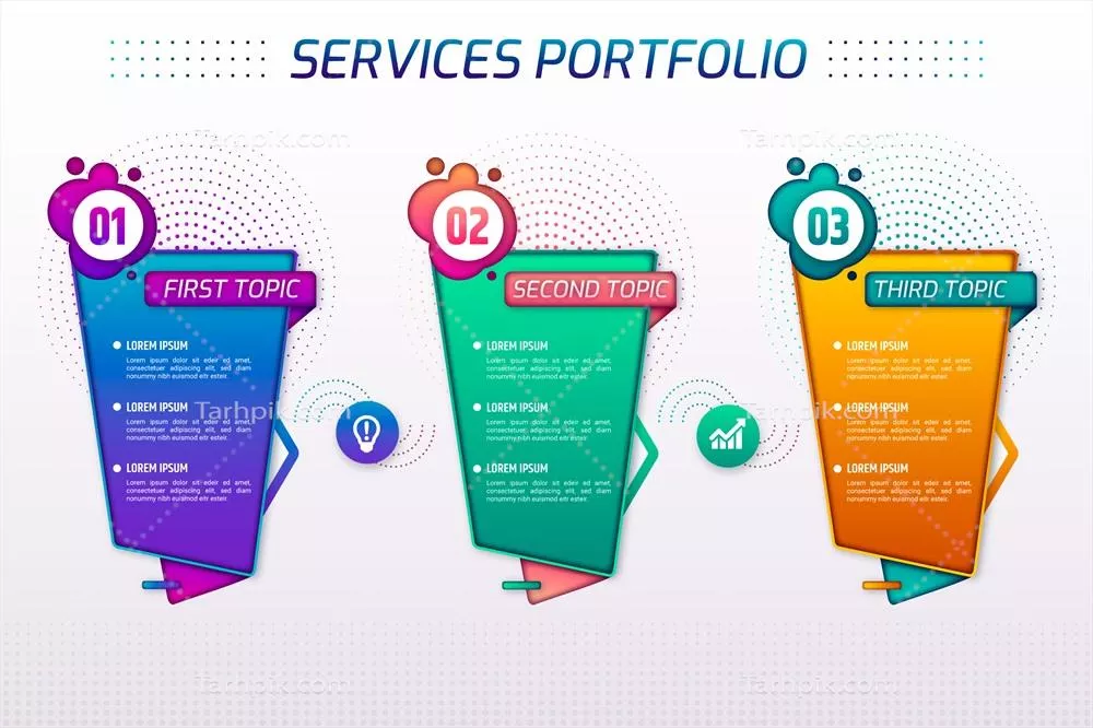 طراحی اینفوگرافیک خدمات ما با گرادیان های جذاب و وکتوری