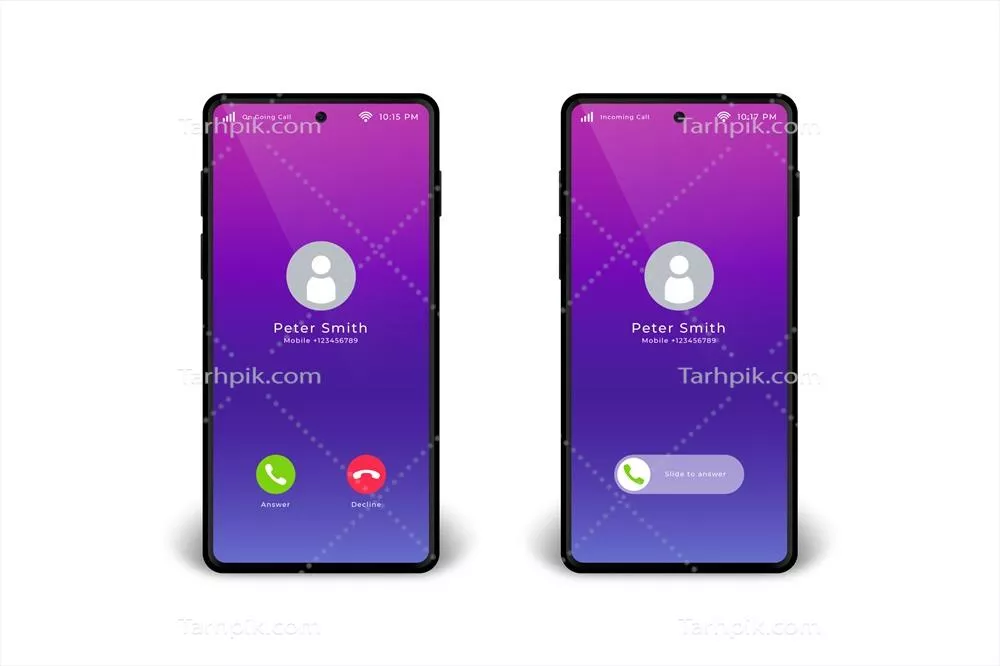 تصویر وکتور طراحی رابط صفحه تماس تلفنی با گرادیان رنگی