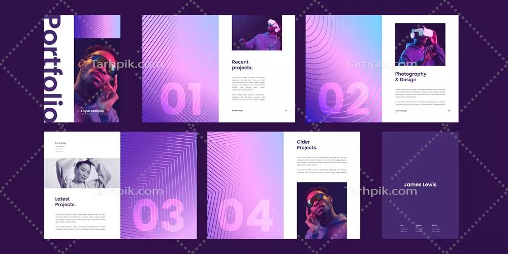 قالب پورتفولیوی گرادیانت وکتور برای طراحی حرفهای