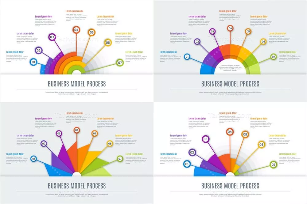 مجموعه اینفوگرافیک وکتوری با گرادینت شعاعی برای مصارف گرافیکی