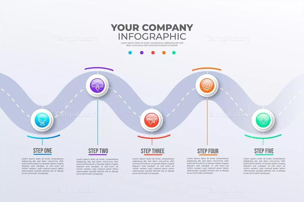 اینفوگرافیک وکتور نقشه راه با گرادیانهای زیبا
