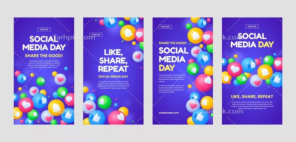 مجموعه وکتور استوری های شبکه های اجتماعی با گرادیانت برای اینستاگرام