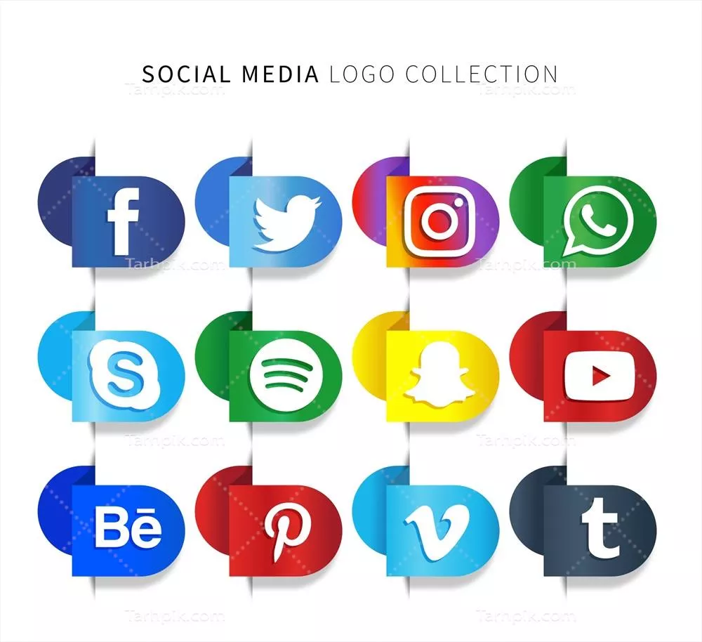 پک لوگوهای رسانههای اجتماعی با گرادیان در قالب وکتور